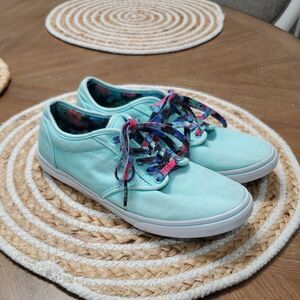 Vans Mint Green with Floral Laces, Size 7
